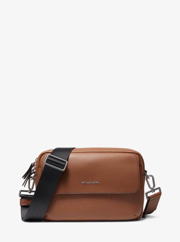 Panske Crossbody Kabelka Michael Kors Hudson Pebbled Leather Hnede - Tasky Michael Kors Nejlevnejsi | IWNCF-1589
